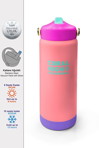 Coral High Renkli Katlanır Ağızlıklı Çelik Termos 650 ml 38348