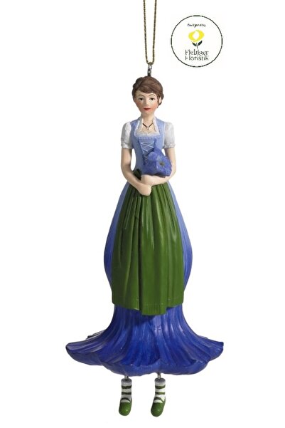 DecoDepot Figurină suspendată Gențiană, Fetiță cu flori, 13 cm