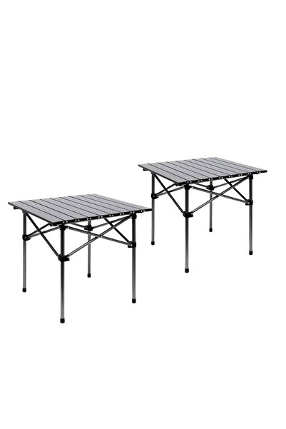 mümtaze 2 PCS Black Portable Folding Camping Table Lightweight Outdoor Picnic...