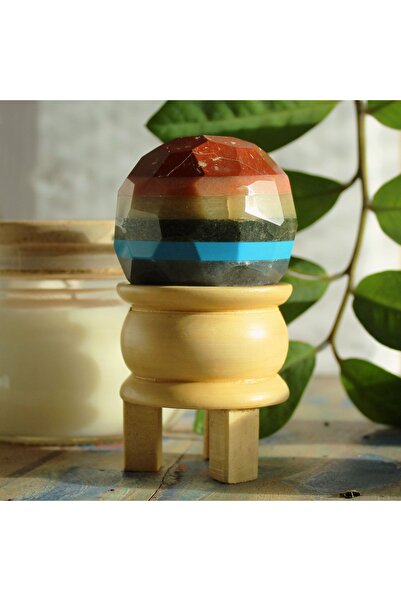 Namaruna Faceted Stone Healing Ball with Stand - Seven Chakras