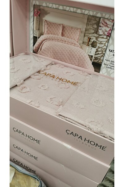 Çapa Home Hayal Pudra Bohem Şönil Sakallı Yatak Örtüsü