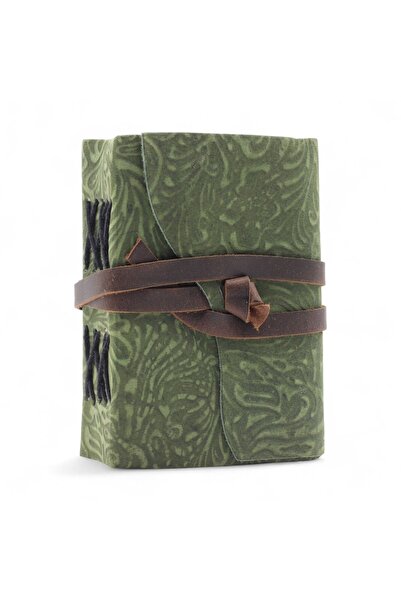 Namaruna Leather Diary with Irregular Edges (12.9 cm) - Green Maze Model