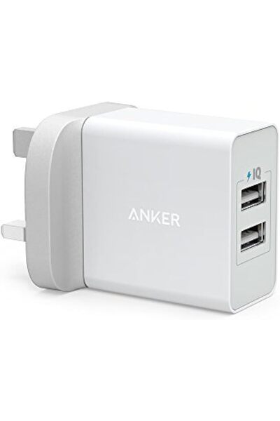 Generic شاحن أنكر USB بقوة 4.8 أمبير/24 واط، شاحن جداري بمنفذي USB لأجهزة iPh...