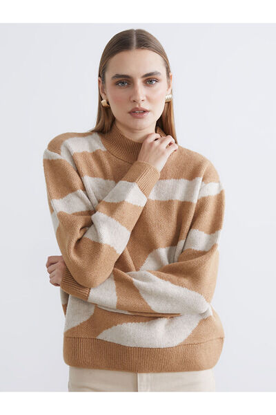 LC Waikiki Özmarka New Season Half Turtleneck Patterned Women's Knitwear Sweater