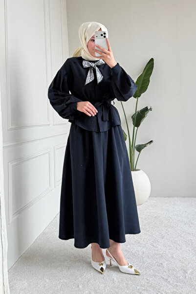 Tesettür Diyarı Set Hijab din țesătură Tansel Viosa - Albastru închis