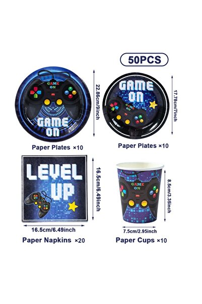 Choice set Game On Theme Party Decor Disposable Paper Plates Cup Level Up Hap...