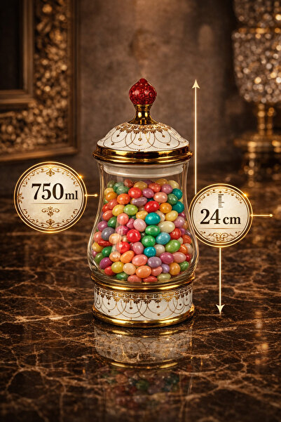 Tutku Home Porselen Detaylı Cam Kavanoz - 750 Ml