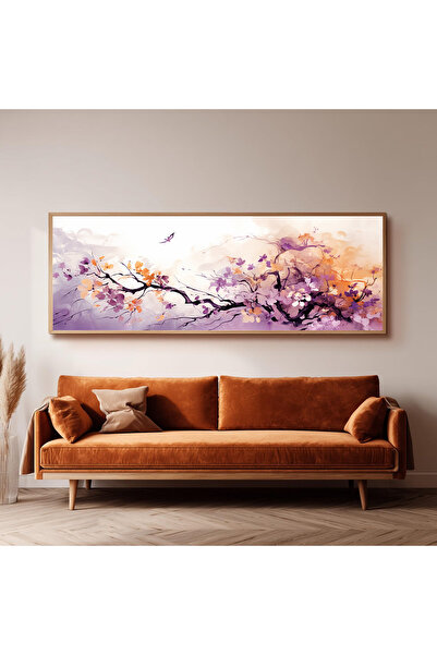 Dekorsiahome Ahşap Çerçeveli Panoramik Oturma Odası Salon Tablosu UZ0156