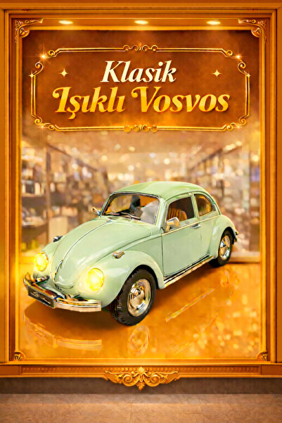 cayenna Nostaljik Beetle Vosvos Oyuncak Araba - 17cm Büyük Boy - Sesli Işıklı...