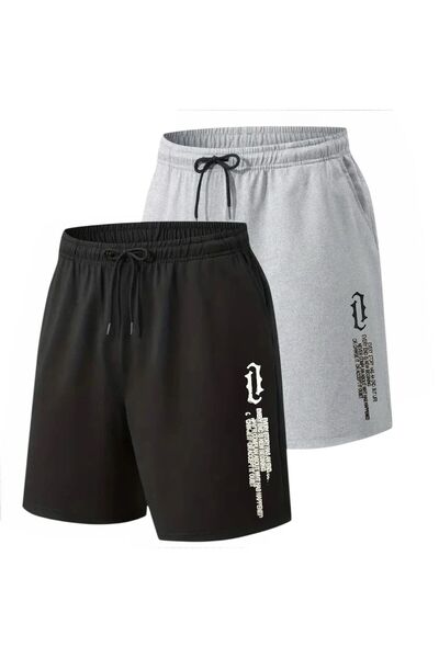 Eşofmancım Unisex 2 Pieces Summer Vertical Printed Shorts