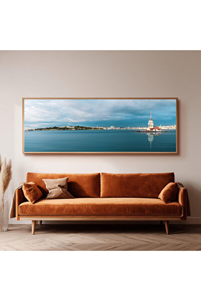 Dekorsiahome Ahşap Çerçeveli Panoramik Oturma Odası Salon Tablosu UZ0115