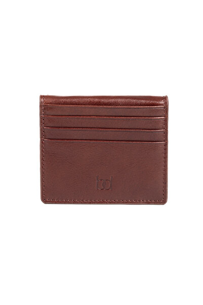 BAYDERİ Luis Unisex Genuine Leather Card Holder Brown