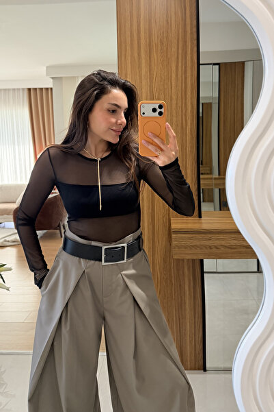 Gizem Ecemiş Holiday Siyah Tül Bodysuit