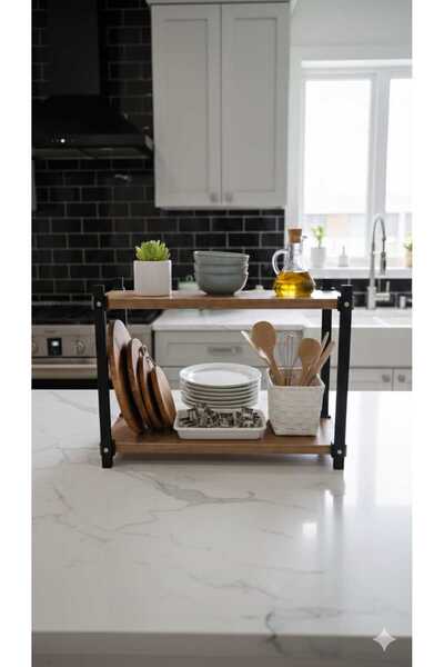 BAMBEDS MOBİLYA Bambeds Metal Mutfak Tezgah Üstü Organizer 2 Yüksek Raflı Ban...