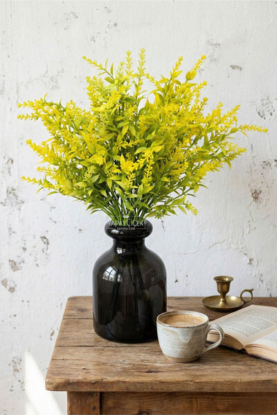 Yapay Çiçek Deposu Artificial Plant 5-Branch Tasseled Lavender Bunch 38 cm Ye...