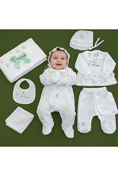 milay's life home collections MÜSLİN ÇİÇEKLİ KIZ BEBEK YENİDOĞAN %100 PAMUKTA...