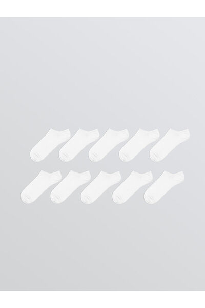 LC Waikiki Λευκές ανδρικές κάλτσες sneaker 10 τεμαχίων