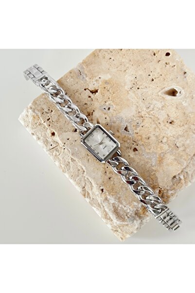 Vesce Atelier Chain Cord Silver Watch White
