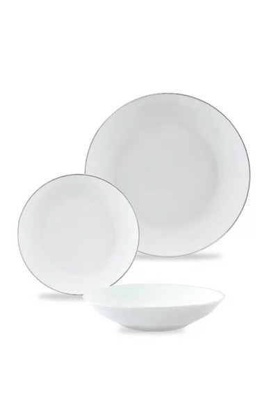 Carrefour Home Carrefour Home dinnerware set, porcelain, 18 pieces, White/Silver