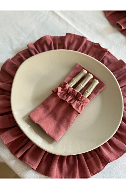 KaiAtelier حامل أدوات المائدة من روزا كتان بثلاثة أقسام / حافظة للشوك والسكاك...