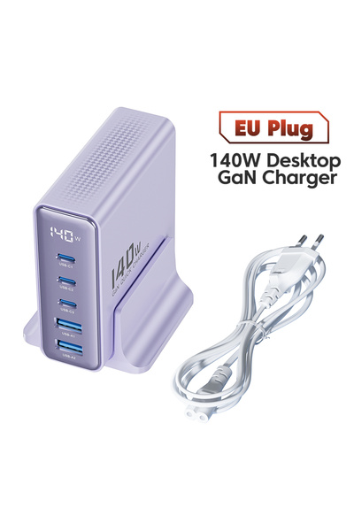 Choice10 شاحن توكي الأرجواني الأوروبي بقوة 140 واط بتقنية GaN، شاحن USB سريع ...