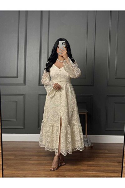 saher-alshrek Beige lace dress