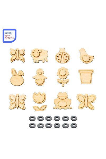 Fapatech Ahşap Hayvanlar Çiçek Çocuk Boyanabilir Magnet Mıknatıslı Okul Ahşap...