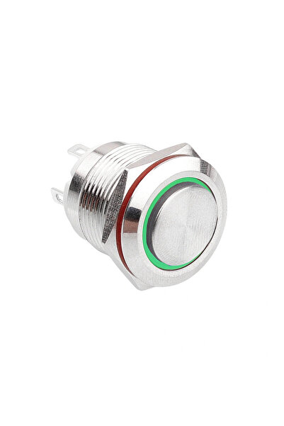 Swion D35 16mm Metal Yeşil Halka Ledli Yaylı Buton 12V