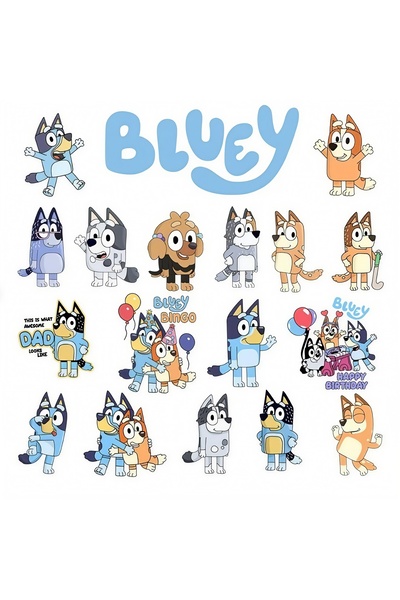 Handmade SET OF 60 Bluey STICKERS