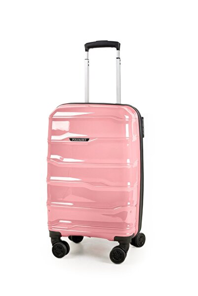 POLO&SKY Azra Model Pudra Pembe PP Polipropilen Kırılmaz Kabin Boy Valiz Bavul