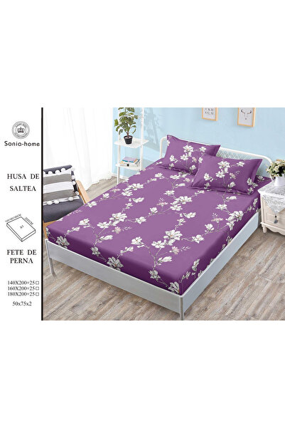 FIONNA.RO Stretchy Duvet Cover and Pillowcases Made of Finet 140x200cm - Purp...