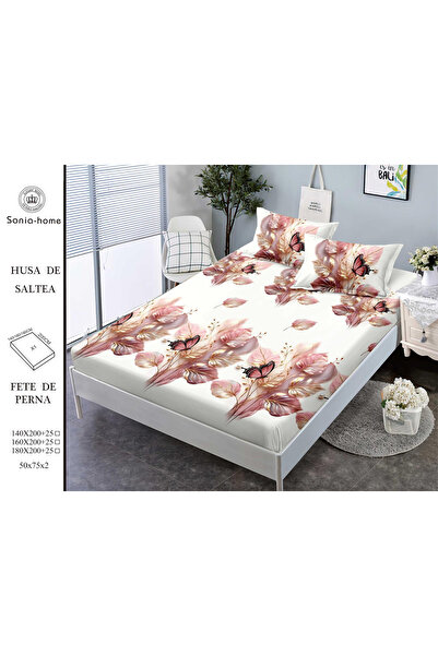 FIONNA.RO Stretchy Duvet Cover and Pillowcases in Finet 140x200cm - Cream wit...
