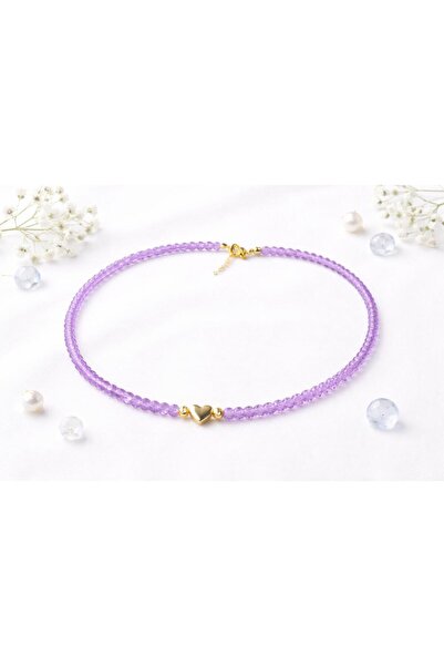 Archhazel Jewelery Lavender Sparkle Glass Stone Heart Necklace