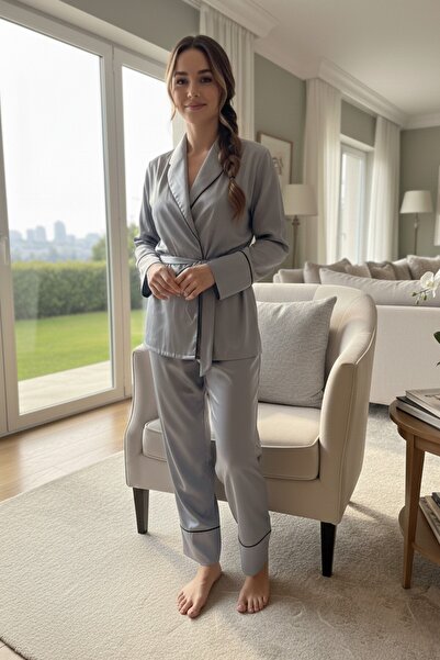Miss Dünya Lissa Soft Glow Shirt Collar Satin Pajama Set