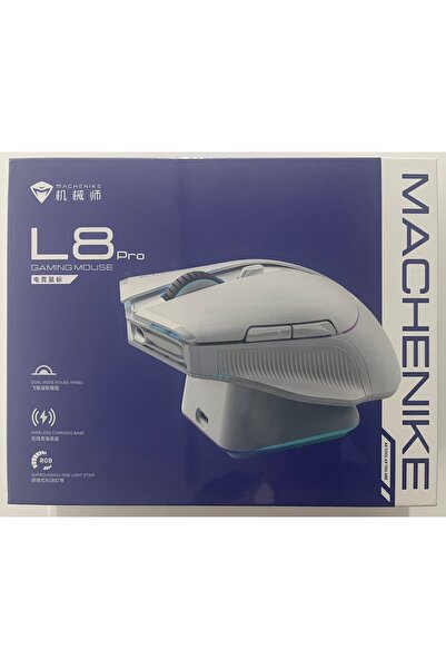 Machenike L8 Pro Tri-Mode 2K Beyaz 26000DPI Ultralight 58Gr RGB Charging Dock...