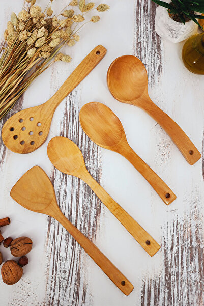 MONTESEV Ahşap Tahta Mutfak Kaşık Seti 5 Parça Kayın , Şimşir Ve Bambu Ağacı ...