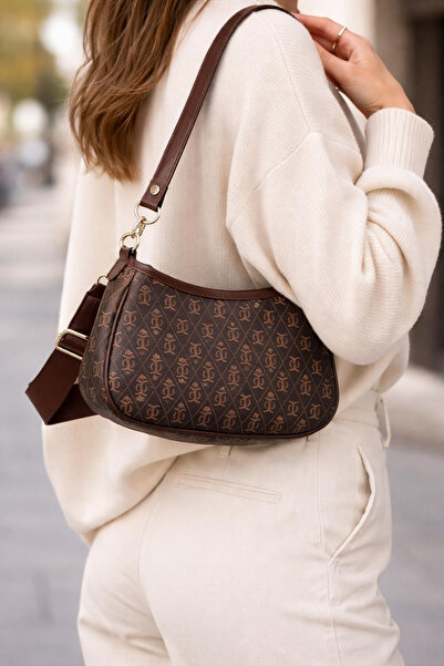 NEWISH POLO ACCESSORIES Women's Brown Patterned Shoulder Bag – Trendy Baguett...