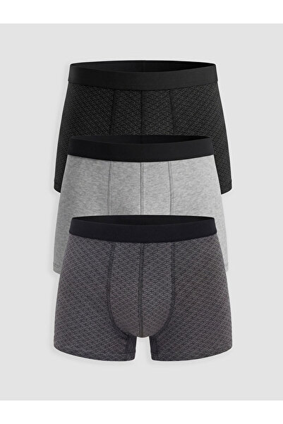 LC Waikiki Siyah Standart Kalıp Pamuklu Esnek Erkek Boxer 3'lü
