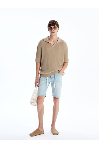 LC Waikiki شورت جينز رجالي من إنديجو بقصة ضيقة