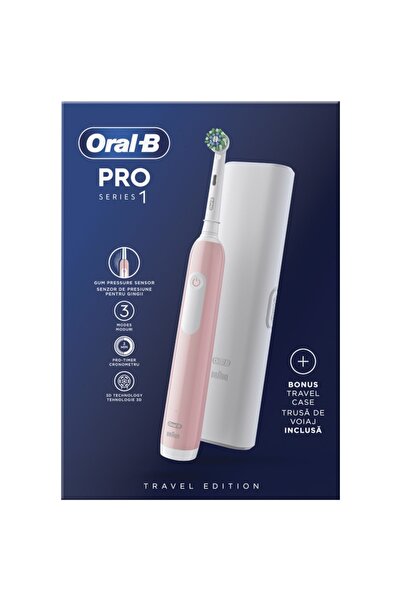 Oral-B Pro 1 Electric Toothbrush, 1 Program, 1 Brush Head, Travel Kit, Pink