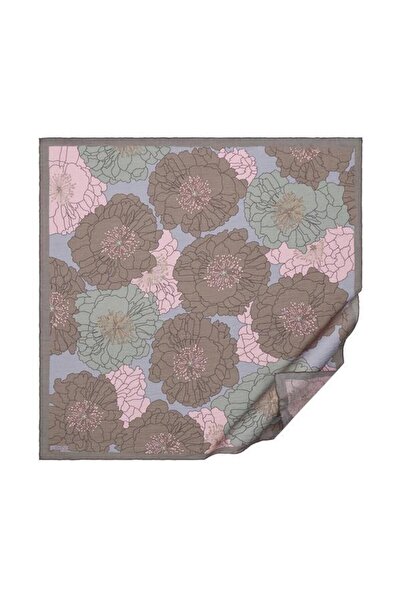 ipekevi Desenli Tensoft Eşarp - Ortanca Sepeti Desenli - Gri Pudra