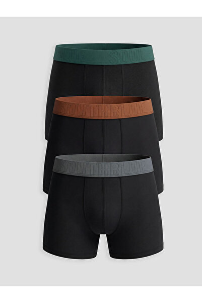 LC Waikiki Μαύρο Standard Mold Cotton Flexible Ανδρικό Boxer Σετ 3 τεμαχίων