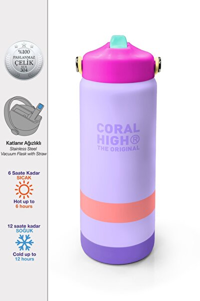 Coral High Renkli Desenli Katlanır Ağızlıklı Çelik Termos 650 m 38365