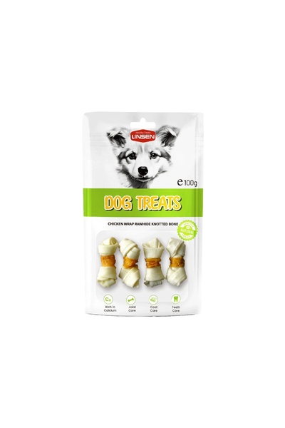 Linsen لينسن مكافات للكلاب عظام لفائف الدجاج والجلد الخام 100g