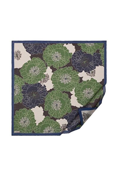 ipekevi Desenli Tensoft Eşarp - Ortanca Sepeti Desenli - Lacivert Yeşil
