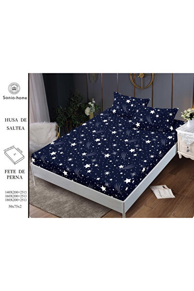 FIONNA.RO Stretchy Duvet Cover and Pillowcases Made of Finet 140x200cm - Navy...