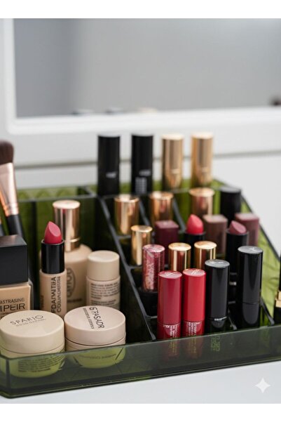 Limeks Home منظم متعدد الأغراض للمكياج والمجوهرات باللون الأخضر الزيتوني مع 1...