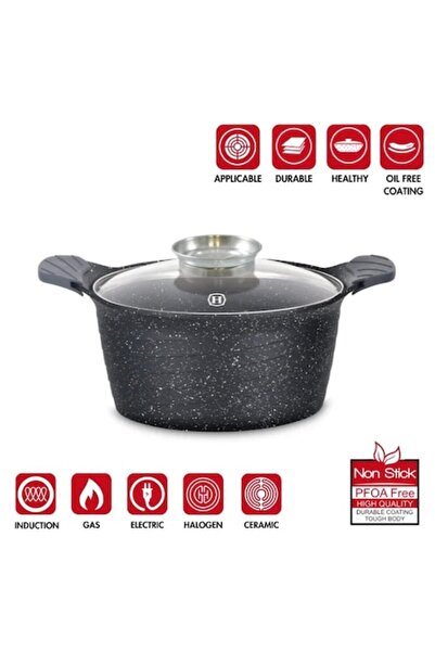 Herzog ® Marble Coated Pot 24 cm with Aromatic Lid - 4.6 L