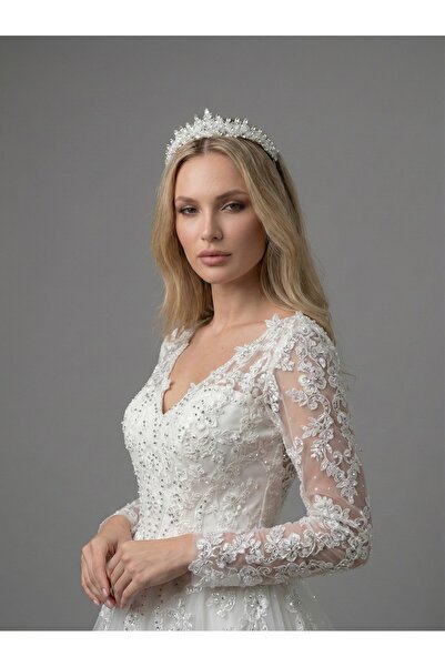 Magic Tiara Doğal Işıltılı Kristal Taşlı Gelin Tacı – El Yapımı Yüksek Form Taç