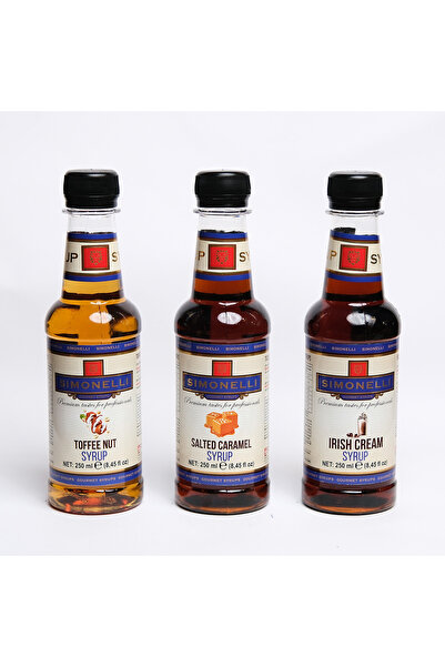 Simonelli Aromalı Şurup Seti 3x250 ml Kahve ve Kokteyl Şurubu Toffenut, Tuzlu...